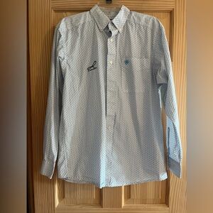Ariat Men’s Blue and White Long Sleeve Shirt Size Medium